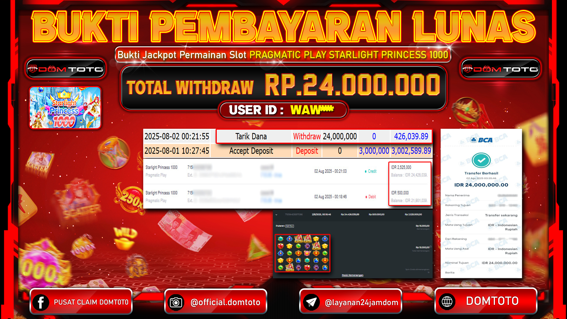 JACKPOT SLOT STARLIGHT PRINCESS 1000 02  AGUSTUS  2025